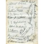 1897, Cricket, an album page with 20 signatures from the Yorkshire v Lancashire game played at