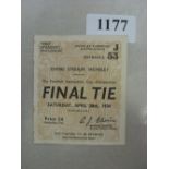1934 FA Cup Final, Manchester City v Portsmouth, a ticket from the game played on 28/04/1934, in