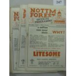 1952/53 Nottingham Forest, a collection of 16 home programmes, the staple has been cut out, but