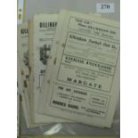 A collection of 8 Gillingham pre-league programmes, 1946/47 Margate (1st Game after the War), 1947/