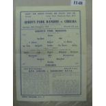 1942/43 QPR v Chelsea, a single sheet programme from the game played on 28/11/1942.