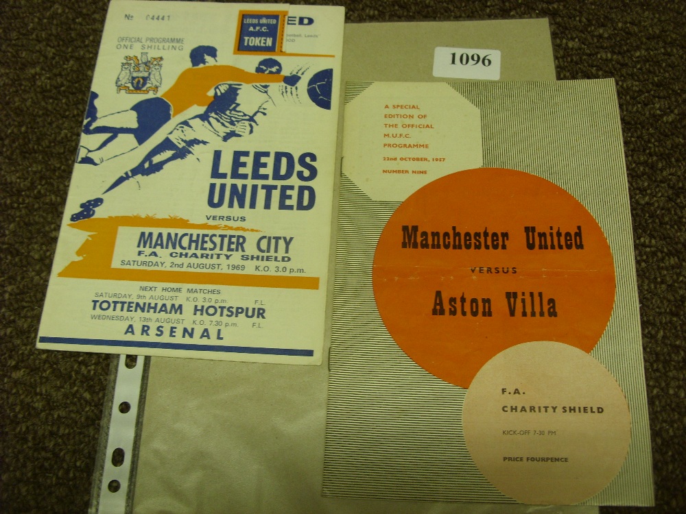 FA Charity Shield, a pair of programmes from 1957, Manchester Utd v Aston Villa, 1969 Leeds v