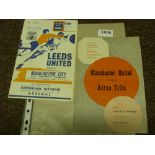 FA Charity Shield, a pair of programmes from 1957, Manchester Utd v Aston Villa, 1969 Leeds v