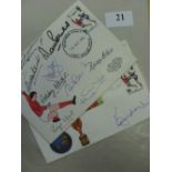 1966 World Cup, England, a pair of first day covers, the first cover has 10 signatures, the second