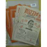 Nottingham Forest, a collection of 23 home programmes, 1953/4 (9), 1954/55 (14), the staples have