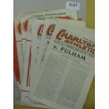 Charlton, a collection of 12 home programmes from 1950/51 to 1956/57, to include 1950/51 Fulham,