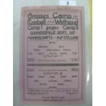 World War One, Knockaloe Internment Camp, Isle of Man, a very rare programme from the Football