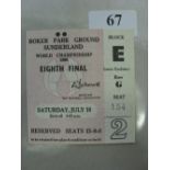 1966 World Cup, Italy v Russia, a ticket from the game played at Sunderland, on 16/07/1966 in very