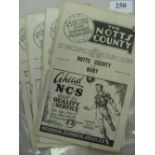 1951/52 Notts County, a collection of 12 home programmes, the staples have been cut out, but