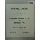 1946 Combined Services v Dundee FC, a programme from the game played at Sportzplatz, Klangenurt,
