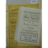 Sutton utd, a collection of 19 home programmes 1946/47 Enfield, Wimbledon (LSC), 1947/48