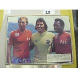 Bobby Moore, England and West Ham, an A4 colour picture of Bobby Moore, Pele and Gerry Francis, from