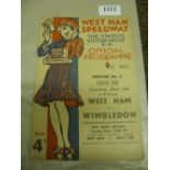 1936 Speedway, West Ham v Wimbledon, a programme from the meeting held on 02/06/1936.