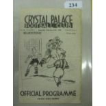1939/1940 Crystal Palace v Maidstone, a very rare programme from the Friendly game played on 24/02/