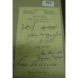 1948/49 Newcastle Utd, a collection of 11 autographs upon a County Hotel, Newcastle Upon Tyne,