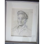 TOM FINNEY Original framed, glazed and mounted portrait of Tom Finney signed by the artist Joy