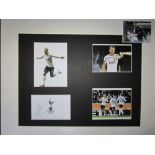 HARRY KANE Mounted montage of Harry Kane, three action colour pictures of Kane in Tottenham strip