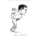 CRICKET Seven printed 10 x 15cm caricatures by Mickey Durlake, signed by Alan Revill, Alec Bedser,