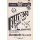 BLACKPOOL-ANDERLECHT F.O.B Blackpool home programme v Anderlecht, 12/5/51, Festival of Britain,