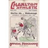 CHARLTON - MIDDLESBROUGH 1937 Charlton home programme v Middlesbrough, 25/9/1937, fold, slight