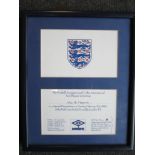 BOBBY MOORE Framed invitation to Mr B.Moore from the Football Association inviting Mr B.Moore to a