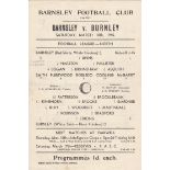 BARNSLEY-BURNLEY 45 Single sheet Barnsley home programme v Burnley, 10/3/45, slight fold, pencil