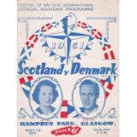 SCOTLAND - DENMARK F.O.B Scotland home programme v Denmark, 12/5/51, Festival of Britain, folds,