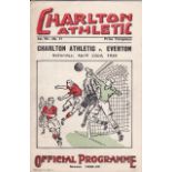 CHARLTON - EVERTON 1939 Charlton home programme v Everton, 22/4/1939, Charlton completed the