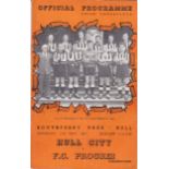 HULL- PROGRES F.O.B Hull City home programme v F.C.Progres Niedercorn, 12/5/51, Festival of