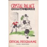 CRYSTAL PALACE - ALDERSHOT 1938 Palace home programme v Aldershot, 26/12/1938, no staple.