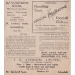 MANSFIELD - SHEFFIELD WED 46 Mansfield home programme v Sheffield Wednesday, 5/1/46, FA Cup. First