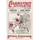 CHARLTON - LEEDS UTD 1938 Charlton home programme v Leeds United, 22/1/1938, FA Cup, no staple.