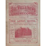 ASTON VILLA - SHEFFIELD WED 1915 Villa home programme v Sheffield Wed, 16/1/1915, some clear tape