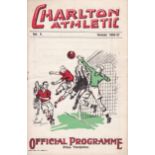 CHARLTON - LIVERPOOL 1936 Charlton home programme v Liverpool, 5/9/1936, Division 1. Slight fold, no