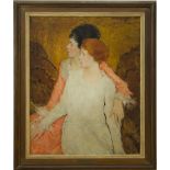 EBEN F. COMINS (1875-1949): TWO SISTERS Oil on canvas, 1918, signed with monogram 'EFC' and dated