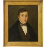 AMERICAN SCHOOL: PORTRAIT OF A YOUNG MAN Oil on canvas, unsigned. 18 x 15 in., 22 1/2 x 19 1/2