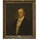 AMERICAN SCHOOL: PORTRAIT OF MR. BULL Oil on canvas, unsigned, lined. 30 x 25 in., 35 x 30 in. (