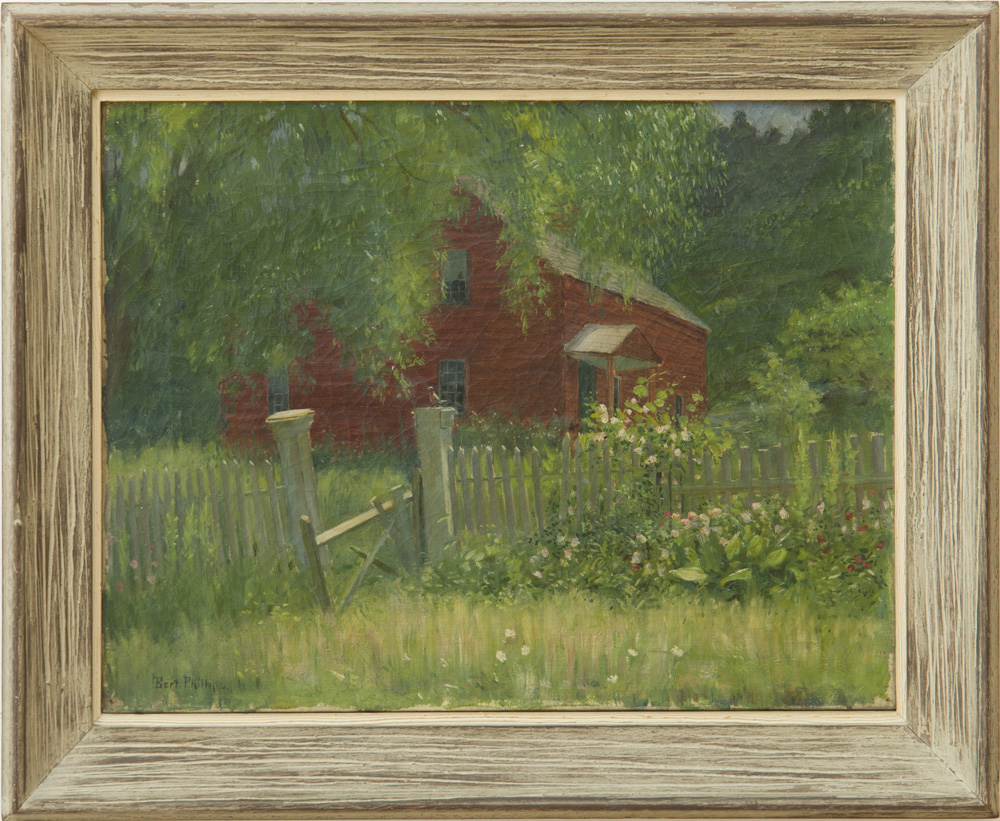 BERT GEER PHILLIPS (1868-1956): RED HOUSE IN THE GARDEN Oil on canvas, signed 'Bert Phillips'
