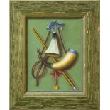 20TH CENTURY SCHOOL: HUNT STILL LIFE Oil on canvas, indistinctly signed lower left. 10 x 8 in., 15 x