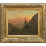 M. SCHWARTZ: SUNSET IN TYROL Oil on canvas, 1883, signed 'M. Schwartz' and dated lower right, lined.