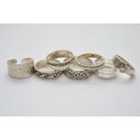 Seven various silver rings