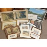 A collection of various framed pictures