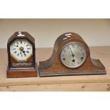 Two mantle clocks, one in mahogany case