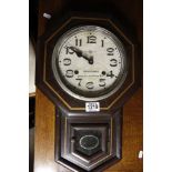 A continental mahogany wall clock the di