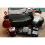 A camera bag containing a Contax 167 MT