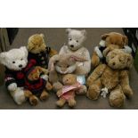 Eight Harrod's collector's bears and sof
