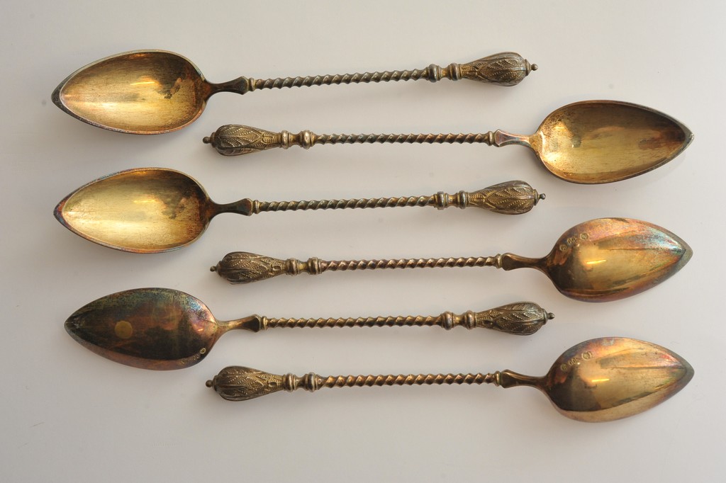 A set of six German 800 silver teaspoons