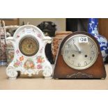 A continental ceramic mantle clock and o