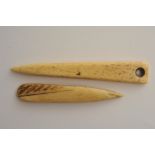 Two Scrimshaw type fishing net tools