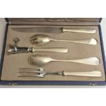 A French 5 piece silver cased carving se